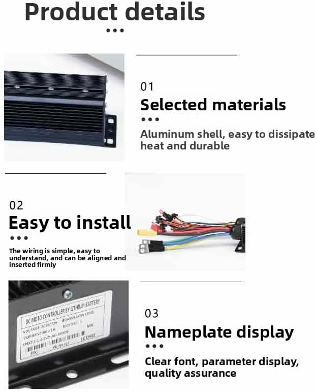 48-72V 80A Electric Bike Controller Three Mode 18 Tube Sine Wave Electric Bicycle Controller with XT90, Aluminum Alloy 3000W 5000W E-Bike Control System for Lithium Battery Modification Accessories