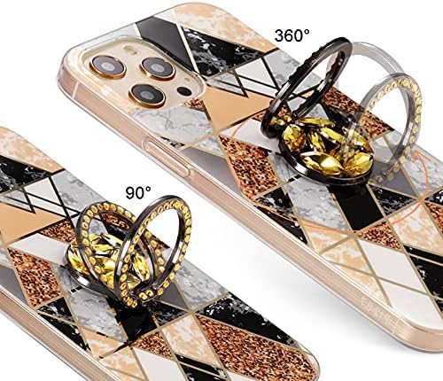 Aulzaju for Samsung S21 Plus 5G Case Hard PC Back Cute Glitter Sleek Marble Design with Detachable Ring Stand & Beaded Strap Luxury Bling Diamond Rugged Shockproof Girly Phone Case for Galaxy S21 Plus