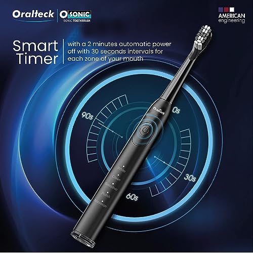 OSONIC Cepillo de Dientes Eléctrico Sónico. Incluye: 8 Cabezales. 5 Modos de Uso. Blanqueamiento en 2 semanas. Temporizador de 2 min. IPX8, Apto para Adultos y Niños. Batería de carga USB. (Negro) - imagen 7