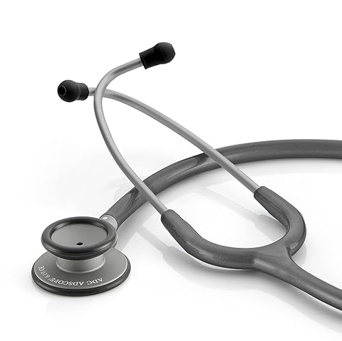 Miniatura 20 de ADC Adscope Lite 619 estetoscopio de clínica ultraligero con tecnología AFD ajustable (diafragma de frecuencia ajustable), acabado de color champán
