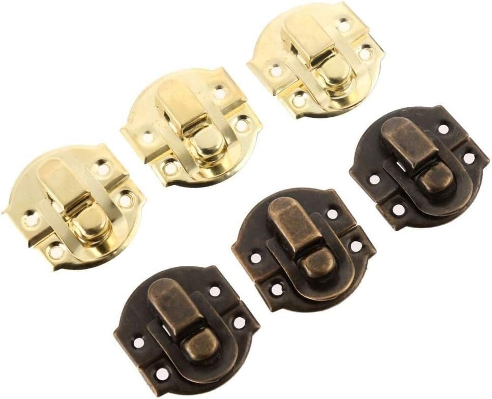 Box Hasps,Hasp,Lock Catch,Suitcase Buck,Toolbox Buckle,10Pcs Antique Gold Box Hasps Iron Lock Catch Latches for Jewelry Chest Box Suitcase Buckle Clip Clasp Vintage Hardware 27 * 29mm,(Gold)