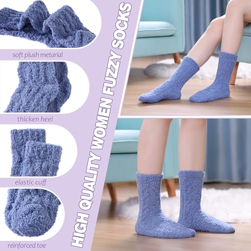 Image of Womens Fuzzy Socks Cozy Fluffy Slipper Soft Winter Warm Home Sleeping Christmas Socks