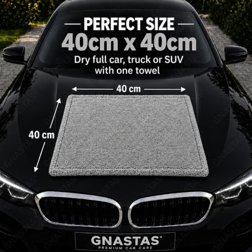 Image of Microfiber Car Drying Towel Ultra-Thick, Super Absorbent, Streak-Free & Scratch-Free Cleaning Cloth | Dual-Sided Edgeless Detailing Towel for Cars, Home & Kitchen 1PC (40x40 CM (Grey-Black))