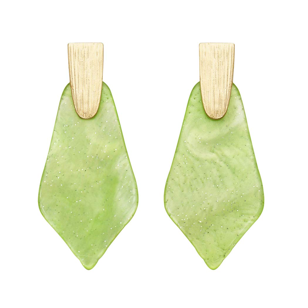 Rosemarie Collections Women's Geometric Diamond Shaped Lucite Statement Pendant Necklace and Hypo Allergenic Earring Set, 26"-29" with 3" Extender