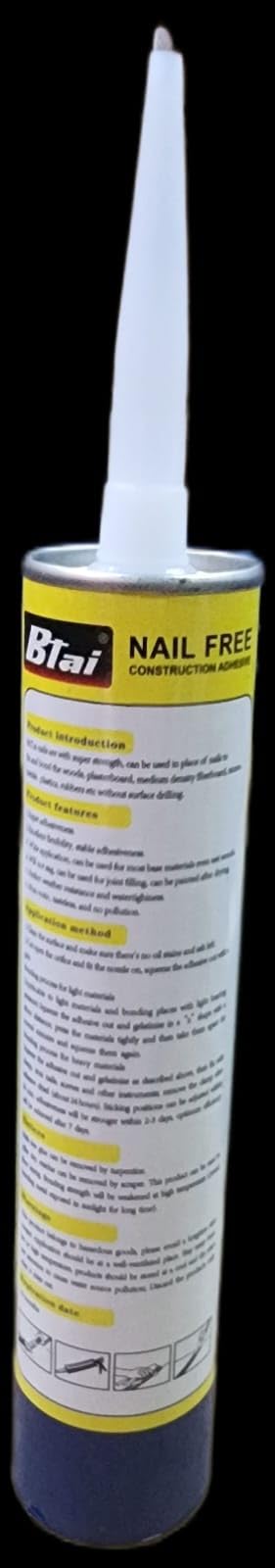 Nail Free Glue No More Nails | High Bond Liquid Nail | Multipurpose | Safe on Mirrors | Construction Adhesive High Strength | Quick-Dry 1