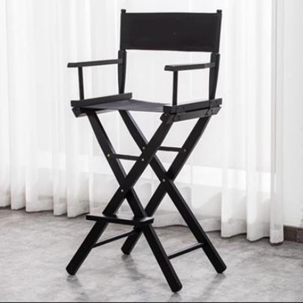 Director's Chair Wood Taburete Plegable Folding Makeup Artist Chair Foldable Height Stool(Black,75cm)