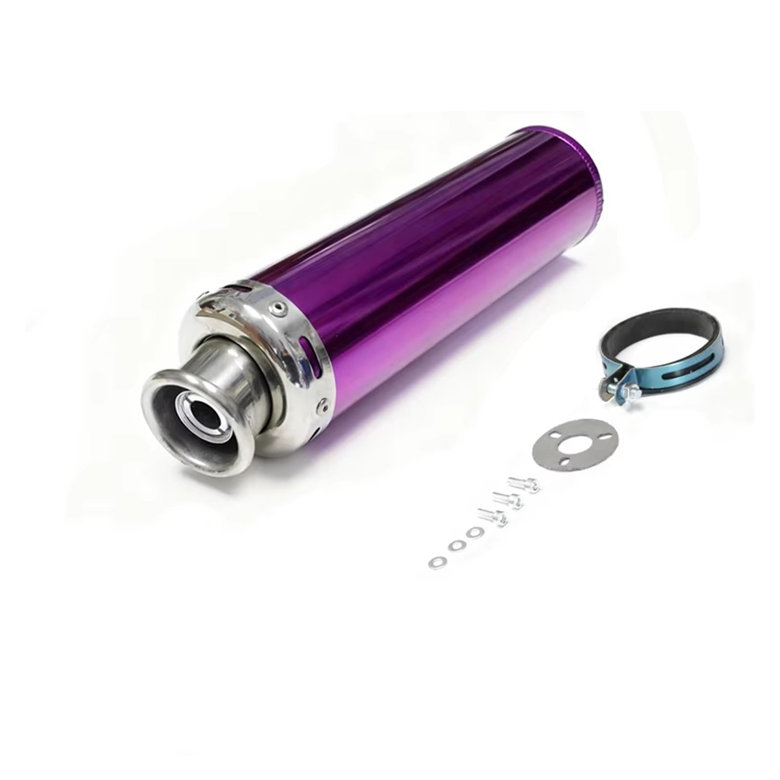 silencioso escape moto Para 50cc 240cc Para Cg125 silenciador escape | Para tubo de escape de 2 tiempos 88x300 Silenciador carreras motocicleta metal universal largo seis colores(Púrpura)