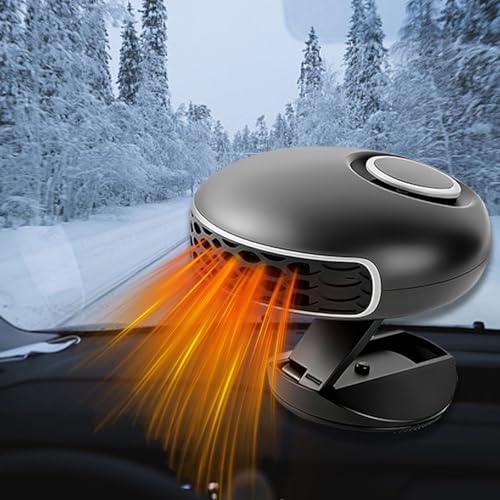 KQLHLHDYZ - Calefactor para coche 12 V, calefactor portátil rápido de 150 W para vehículo, descongelante y desempañador para el parabrisas del coche, rotación a 360 grados, negro