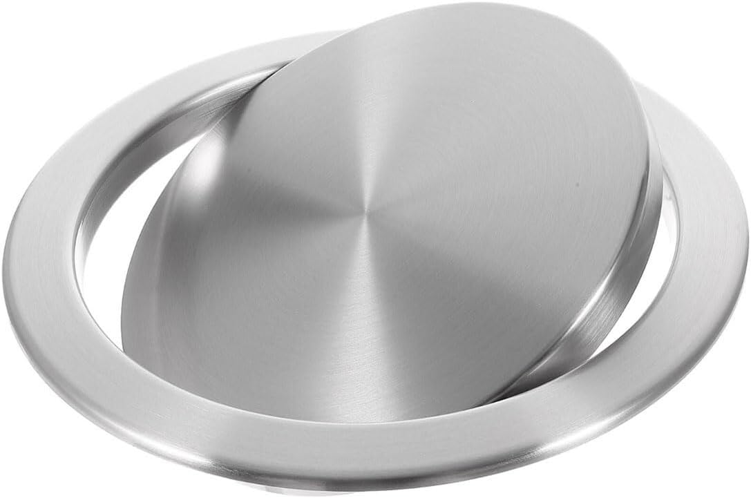 HPTHLY Swing Trash Can Lid,Countertop Kitchen Lid Cover Flush Built-In Balance Swing Flaps Garbage Lid Stainless Steel Round Trash Can Cover,