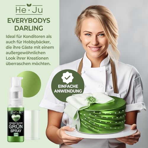 He-Ju Essbares Glitzer Spray Grün10g, Waldgrün Glitzerpulver essbar vegan und E171 frei, essbarer Glitzer für Getränke & Lebensmittel