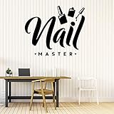22 x 27 in Nail Salon Wall Decal Vinyl Sticker - Nail Polish Manicure Pedicure Shop Beauty Salon Interior Decor - Inspirational Nail Quote Logo for Wall Window Door - Room Decoration Art BSD2151