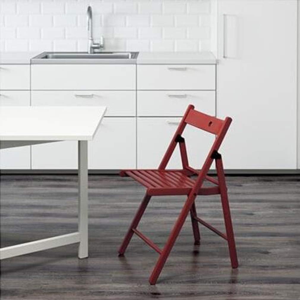 Folding Chair Multipurpose Solid Wood Non-Slip Portable Modern Indoor Seat Change Shoe Bench Dining Chair Meeting Stool Multiple Colour (Color : Red Size : 38X33X77CM)