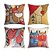 Topfinel Funda Cojin 45x45 Cojines Exterior Sofa Decorativa Hogar Juego de 4 Fundas para Cojines Algodón Lino Bordado para Sofa Cama Salon Jardin Coche Sillas Sala de Estar Combinación Mujer y Gato