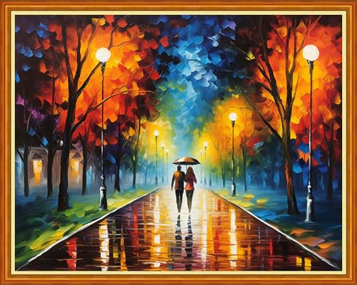Image of Dooxvey Cross Stitch Kits for Adults Beginners - Full Range of Cross-Stitch & Embroidery Kits - 11CT Patterns - Lovers Walk 16x20 inch