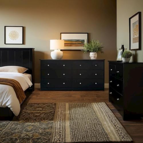 Sleek 6 Drawer Double Dresser in Elegant Black Finish for Modern Spaces