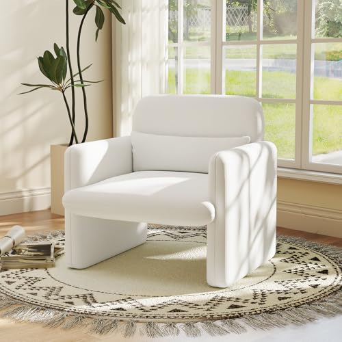 Sillón Chenille Blanco Plegable miniatura 7