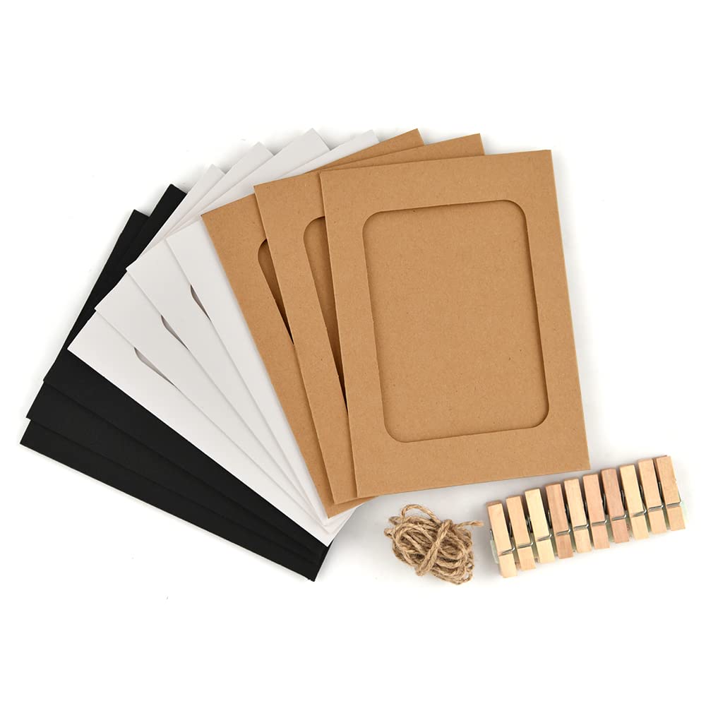 Papier-Bilderrahmen Set – 20 Stück, 10,2 X 15,2 Cm, Mit Klammern & Schnur Zum Aufhängen