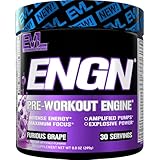 Evlution Nutrition ENGN Pre-workout, 30 Servings, Intense Pre-Workout Powder for Increased Energy, Power, and Focus (Furious Grape) Pikatropin-Free