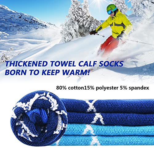 Alangduo Kids Ski Socks, 2 Pairs Knee High Thermal Snow Skiing Socks For Boys Girls Winter Thick Warm Socks For Kids 7-12 Non-Slip Skating Snowboarding Socks For Cold Weather Outdoor Sports #TOP2