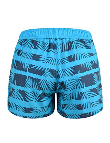 Unitop bermuda feminina de secagem rápida slim fit verão praia natação azul estampado L-32