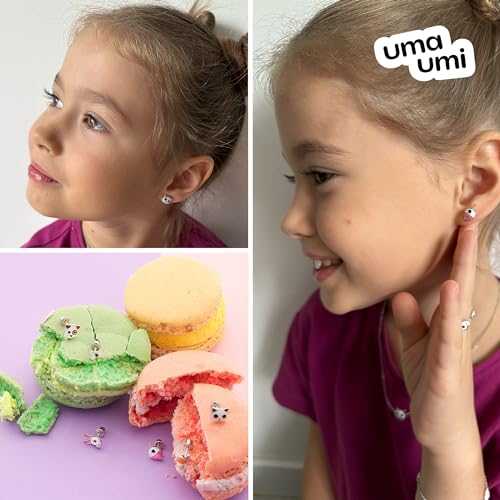 925 Sterling Silver Cat & Fish Stud Earrings for Girls Hypoallergenic Safety Screw Back Rhodium Plated - Cat & Fish Gifts Earrings for Baby Toddlers Little Teens Kids Jewelry3