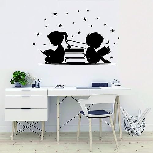 Miniatura 5 de Vinilo adhesivo de pared de libro y cerebro, 25 x 16 pulgadas, adhesivo de PVC extraíble para sala de estudio, biblioteca o aula, aprendizaje