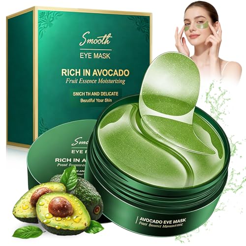 60Pcs Parches ojos, Mascarilla para Ojos de Aguacate, Máscara de Ojeras de Colágeno Antiarrugas, Aliviar la Fatiga, Máscara de Hidrogel para Los Ojeras, Universal para Mujeres y Hombres