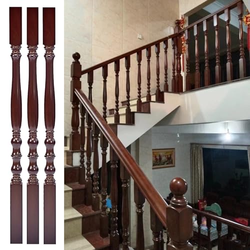 Barandilla de escalera interior en madera maciza, husillos cuadrados artesanales para porche
