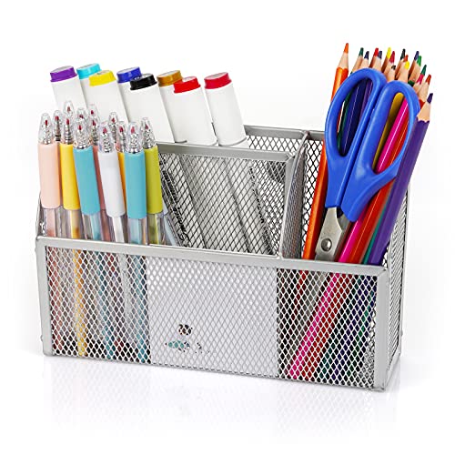 Lzttyee Magnetischer Aufbewahrungskorb aus Metallgeflecht mit 3 Fächern, für Whiteboard/Kühlschrank/magnetische Oberfläche (Upgrade Silver1) Cover