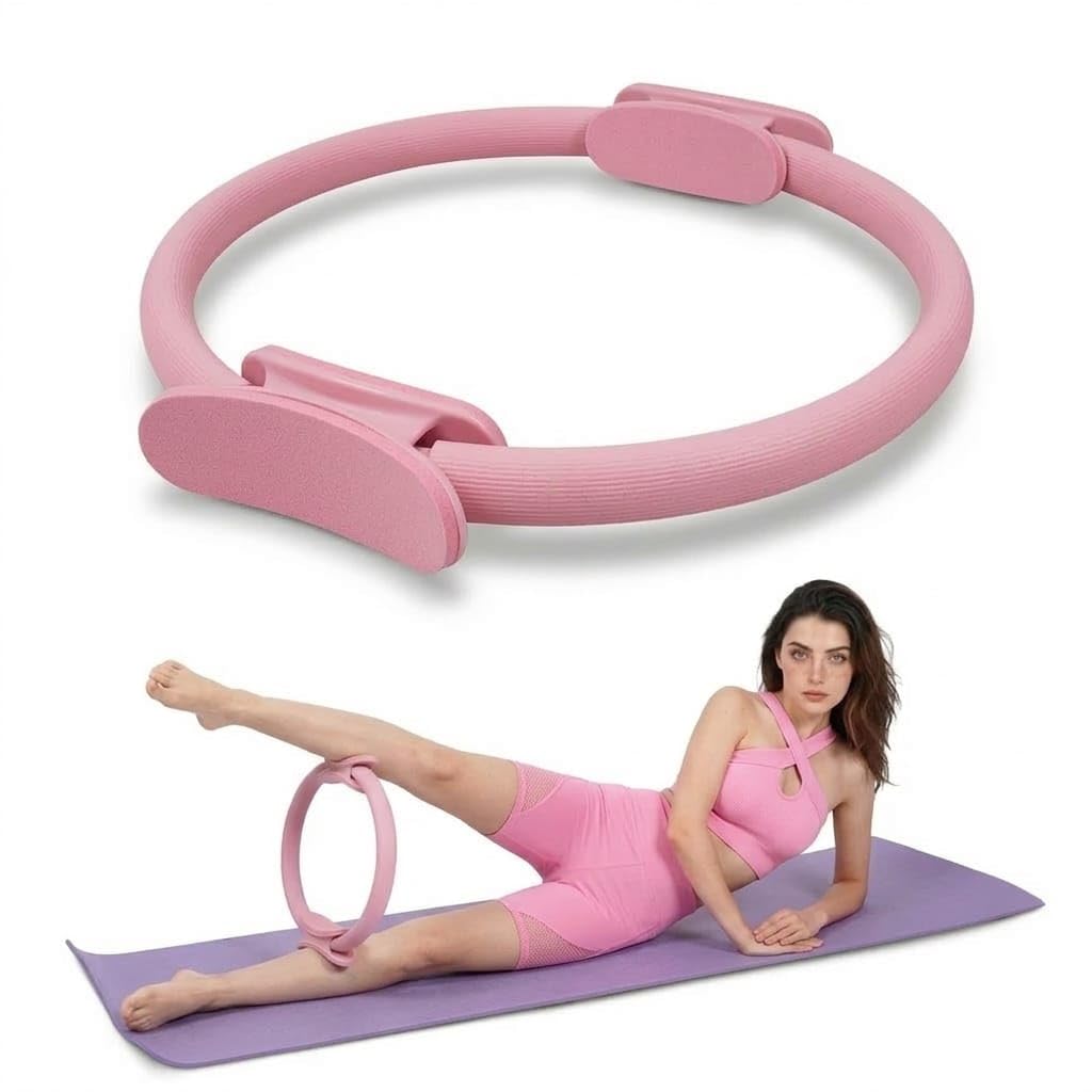 Pink Pilates Ring Magic Circle – Professional 14 Inch Fitness Ring for Women & Men | Dual Padded Handles | Core, Thigh & Arm Toning | Home Pilates Equipment
