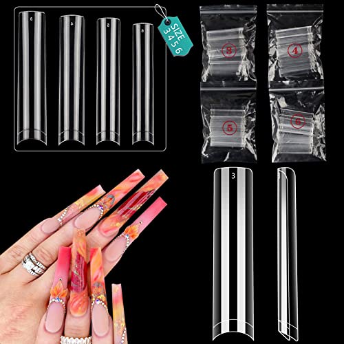 LIONVISON 3XL Square Nail Tips: 200PCS 3 4 5 6 Size NO C Curve Nail Tips