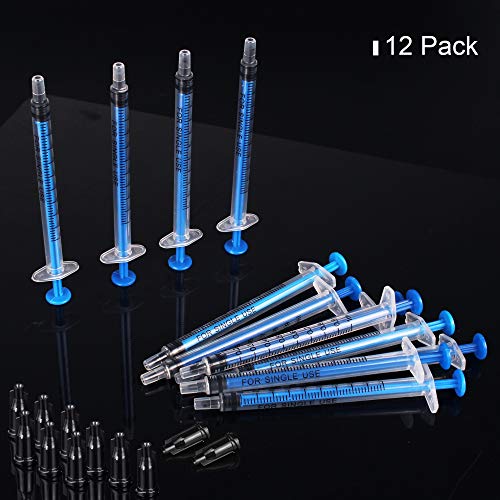 12 Pack - 1ml Plastic Syringe with Measurement, No Needle Suitable for Refilling and Measuring Liquids, Feeding Pets, Oil or Glue Applicator, with Syringe Tip Caps (12Pcs 1ML/CC) - Thumbnail 6