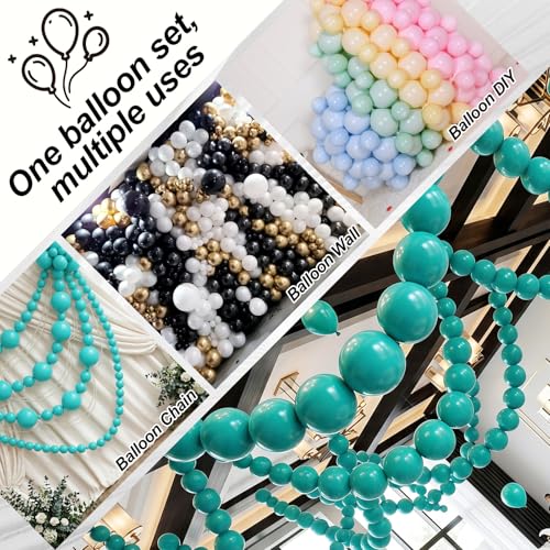 Image of Teal Blue Linking Balloons, 60PCS 10 Inch Turquoise Quick Link Balloons for Making Balloon Wall Heart Arch, Tails Balloon for Wedding Birthday Bridal Baby Shower Mermaid Pool Octopus Party Decorations