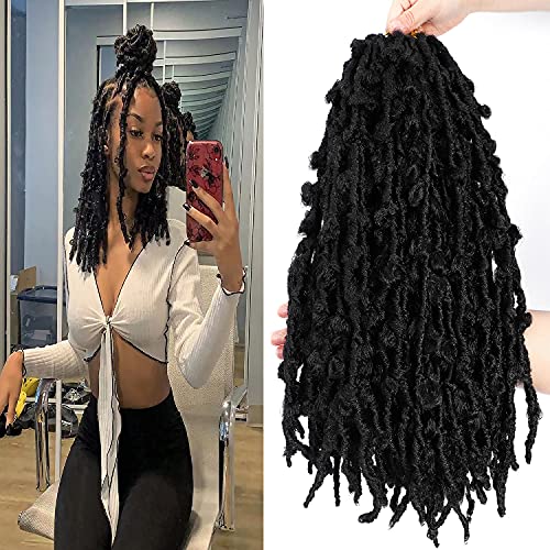 gfgfg 18inch Butterfly Locs Crochet Hair 6packs Distressed Pre looped Butterfly Locs Crochet Hair Bob Locs Pre-twisted Braids (1B,18inch)