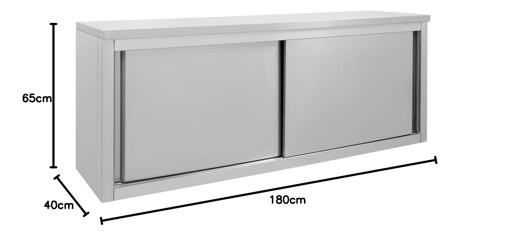 METRO Professional Armadio pensile per cucine professionali GWCB1180, acciaio inox, 180 x 40 x 65 cm, con 2 porte scorrevoli, argento