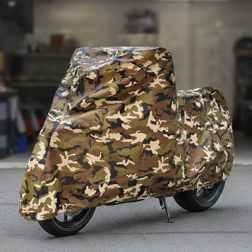 Image of Auto Hub 100% Waterproof (Tested) Bike Cover Dustproof UV Protection Bike Body Cover for All Two Wheeler Bikes Upto 350cc Size- Waterproof Army Print