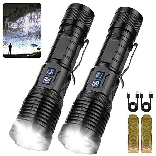 Sigoobal Flashlights High Lumens, Led Rechargeable Flashlight 120000 Lumen, IP67 Waterproof Flash Light with USB Input Output, Super Bright Flashlights for Camping,Hunting