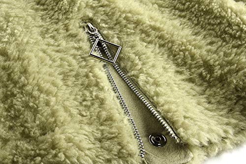Hzikk Fleece Coat Female Fur All-In-One Pop Short Lamb Fur Coat,Grassgreen,M #TOP3