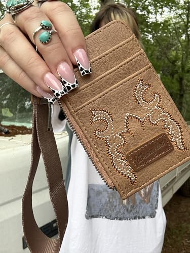 Image of Wrangler Keychain Wristlet Wallets for Women Western Dual Pouch Wristlet Credit Card Holder Wallet