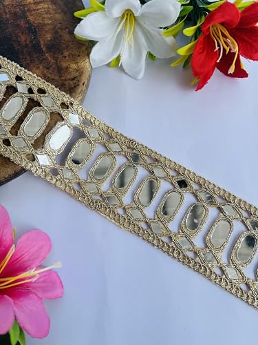Cinta de manualidades con borde de encaje metálico dorado de 2 pulgadas para decoración 6