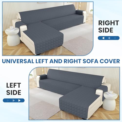 Miniatura 7 de Ystyle Fundas Para Sofa Chaise Longue 3 Plazas Impermeable, Fundas Sofa Chaise Longue Izquierda Derecha Universal Reversible, Protector De Muebles Antideslizante Y Antimanchas, Gris Oscuro