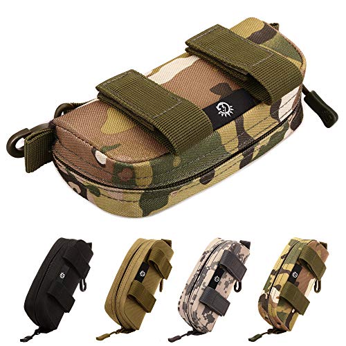 Selighting Molle táctico gafas duro caso con cremallera Gafas de sol estuche 1000d nailon con clip (Camuflaje-2)