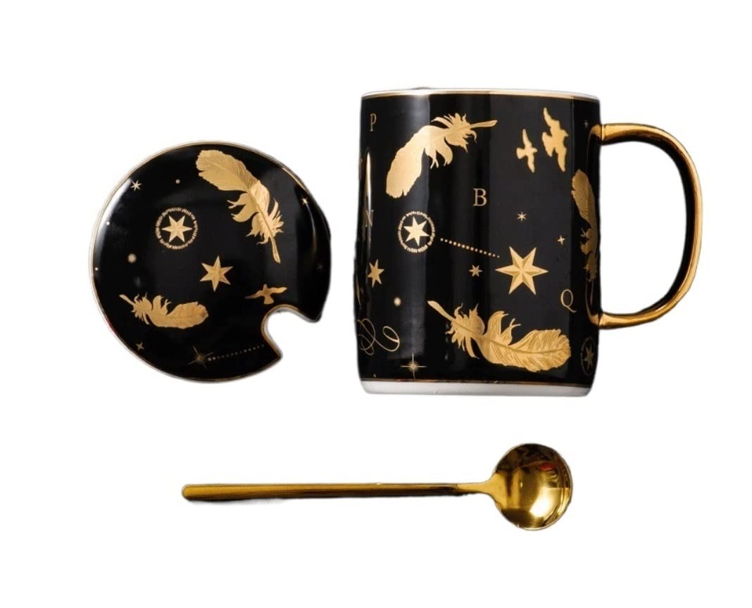 Tazzine Caffè Tazza da Caffè Tazza di Tè Set Di Cucchiai Per Tazze Creative Starry Sky Con Coperchio Set Di Cucchiai Per Tazze Da Caffè In Ceramica Ottimo Regalo Multifunzionale Tazzine di Caffe Tazze