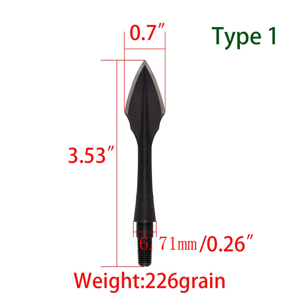 AMEYXGS 6X Frecce Puntes Tradizionali Broadheads Punte di Freccia a Vite Punte di Freccia in Metallo Teste Larghe per Tiro al Bersaglio e Gioco di Tiro