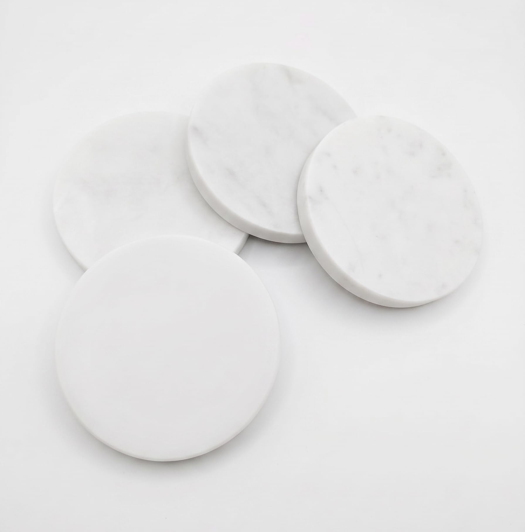 Vanoraa Natural White Marble Round Coaster Set, 4 Inch, Pack of 4 /Table Coasters/Glass Coasters/Cup Holder/Coasters for Home/Tableware/Decor-image-33