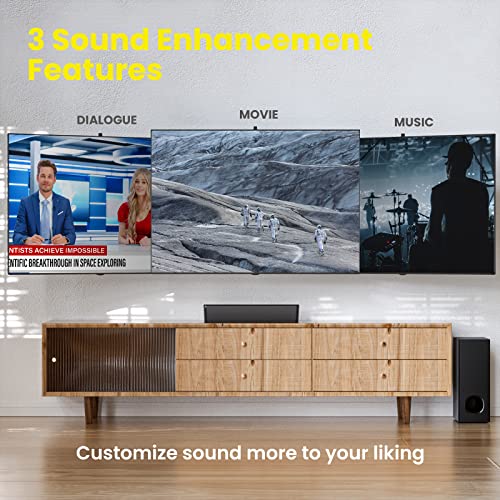 Pheanoo 2.1 Compact Sound Bars For Tv With Subwoofer, Hdmi Arc/Bluetooth 5.0/Optical/Aux/Rca Connection, Remote Control, Adjustable Bass, Wall Mountable – P15, 140W, 16 Inch #TOP4