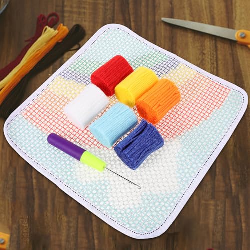 Kit de bordado para alfombra con lona resistente PRETYZOOM creativo 2