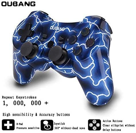 Yu33 2 Pack Wireless Controller Works For Ps3 Controller, Control For Playstation 3 Controller Wireless, Remote/Mando/Controles De Pa3 With Charging Cable, 2023, New Yellow Dinosaur And Lightning Blue #TOP1