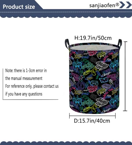 Image of Kids Laundry Basket Boys Laundry Hamper Kids Collapsible Canvas Waterproof Storage Bin for Boys Baby Nursery Hamper Gift Baskets for Bedroom(Cool games)
