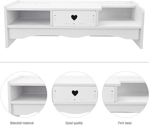 Miniatura 4 de Style Computer Monitor Riser with Storage Drawer Compact Elevated Stand for Office Desk Space-saving Tablet Shelf and CPU Tower Holder with